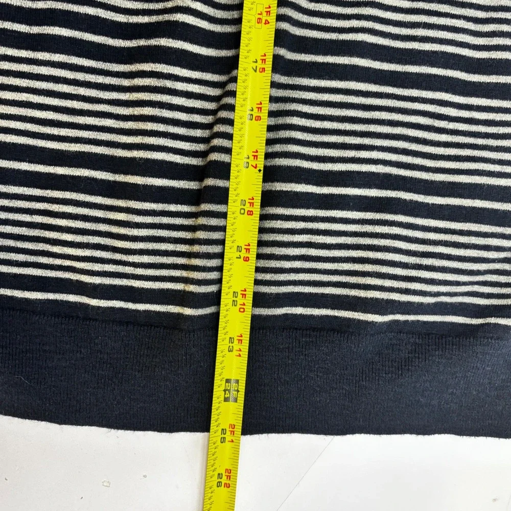 Banana Republic Mens Organic Cotton Knit Polo Shirt Navy Blue Grey‎ Striped M